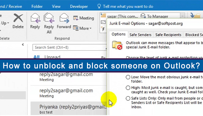 how to unblock someone on outlook
